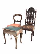 Victorian carved oak high back chair