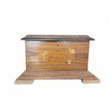 Indian wooden casket with inlaid cover on bracket feet
