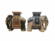 Two pottery seats in the form of Elephants H45cm