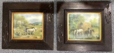 Pair Art Nouveau picture frames aperture 25cm x 29cm