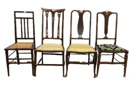 Four various Edwardian mahogany bedroom chairs