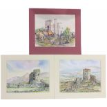 John Hughes Roberts (British 20th century): 'Dolwyddelan Castle' 'Dolbadarn Castle Llanberis' and 'C