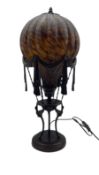 Bronzed effect table lamp in the form of a hot air balloon