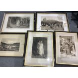 5 Very large signed Victorian monochrome prints after Maude Goodman