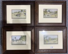 Set four Cecil Aldin (British 1870-1935) chromolithographs together with a landscape pastel (5)