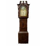 Late Victorian mahogany veneered longcase clock with a swan's neck pediment and gilt paterae