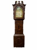 Late Victorian mahogany veneered longcase clock with a swan's neck pediment and gilt paterae