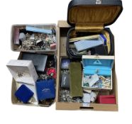 Quantity of costume jewellery and watches in jewellery boxes and loose