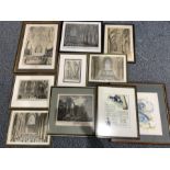 Engravings related to St Marys Abbey and York Minster and other York interest prints (10)