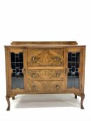 Early 20th century walnut bureau display cabinet