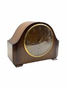 Mid century Smiths Westminster chiming mantle clock in a walnut veneered case