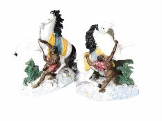 Pair of painted cast metal Marley horses