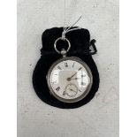 Victorian open faced pocket watch with white dial in silver case Chester 1895