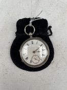 Victorian open faced pocket watch with white dial in silver case Chester 1895