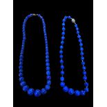 2 blue-stone beaded necklaces
