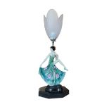 Art Deco style figural table lamp with frosted glass shade H36.5cm