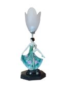 Art Deco style figural table lamp with frosted glass shade H36.5cm