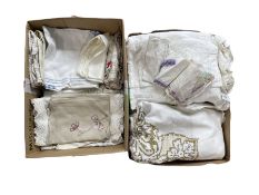 Two boxes of table linen