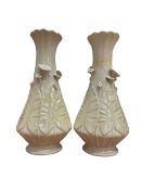 Pair of Belleek Calla Lily vases (7th mark) H34cm