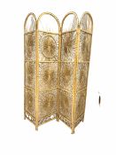 Split cane and wicker three division room divider