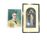 Andrew W Hodge (British 20th century): 'Self Portrait' together with 'The Light of the World'