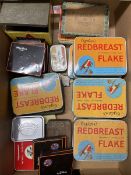 Quantity of tobacco tins including Redbreast