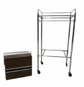 Mid century tubular chrome two tier trolley/ side table