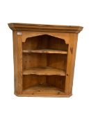 Pine corner cupboard with two shelves