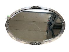 Early 20th century steel framed oval wall mirror