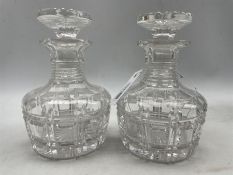 Pair of cut glass decanters with mushroom stoppers