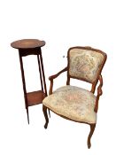 French style upholstered beech framed open armchair