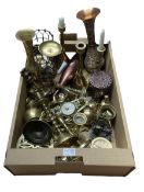 Quantity of brass and other metal wares in one box