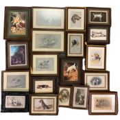 Large collection of small framed dog related prints