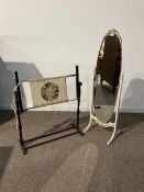 White and gilt painted Cheval mirror of classical design