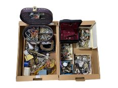 Quantity of costume jewellery and watches in two boxes
