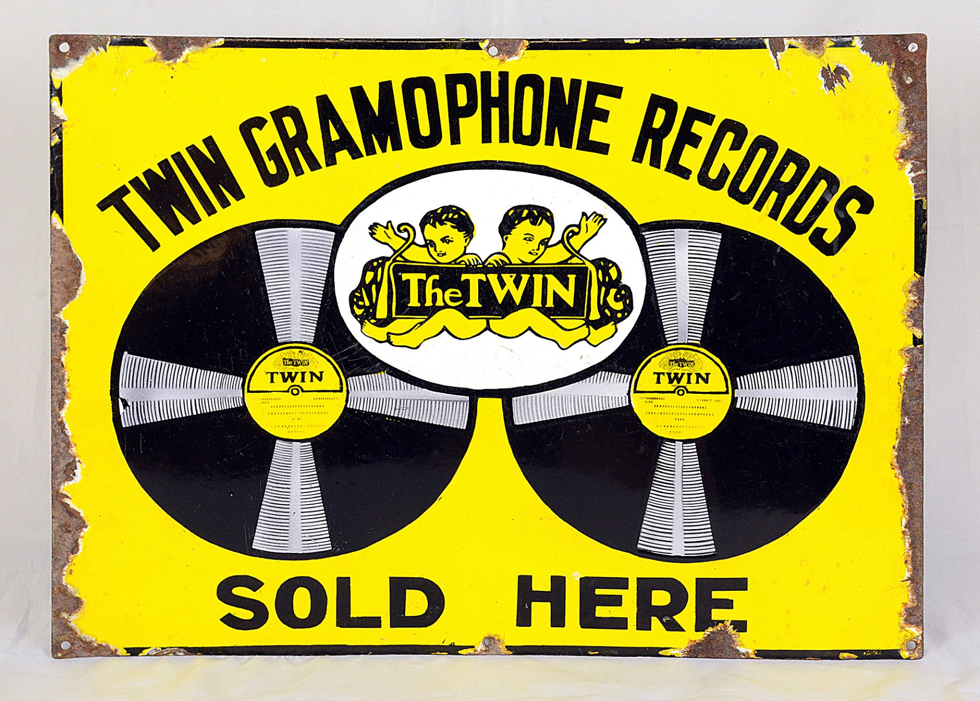 Enamel sign Twin Gramophone Records