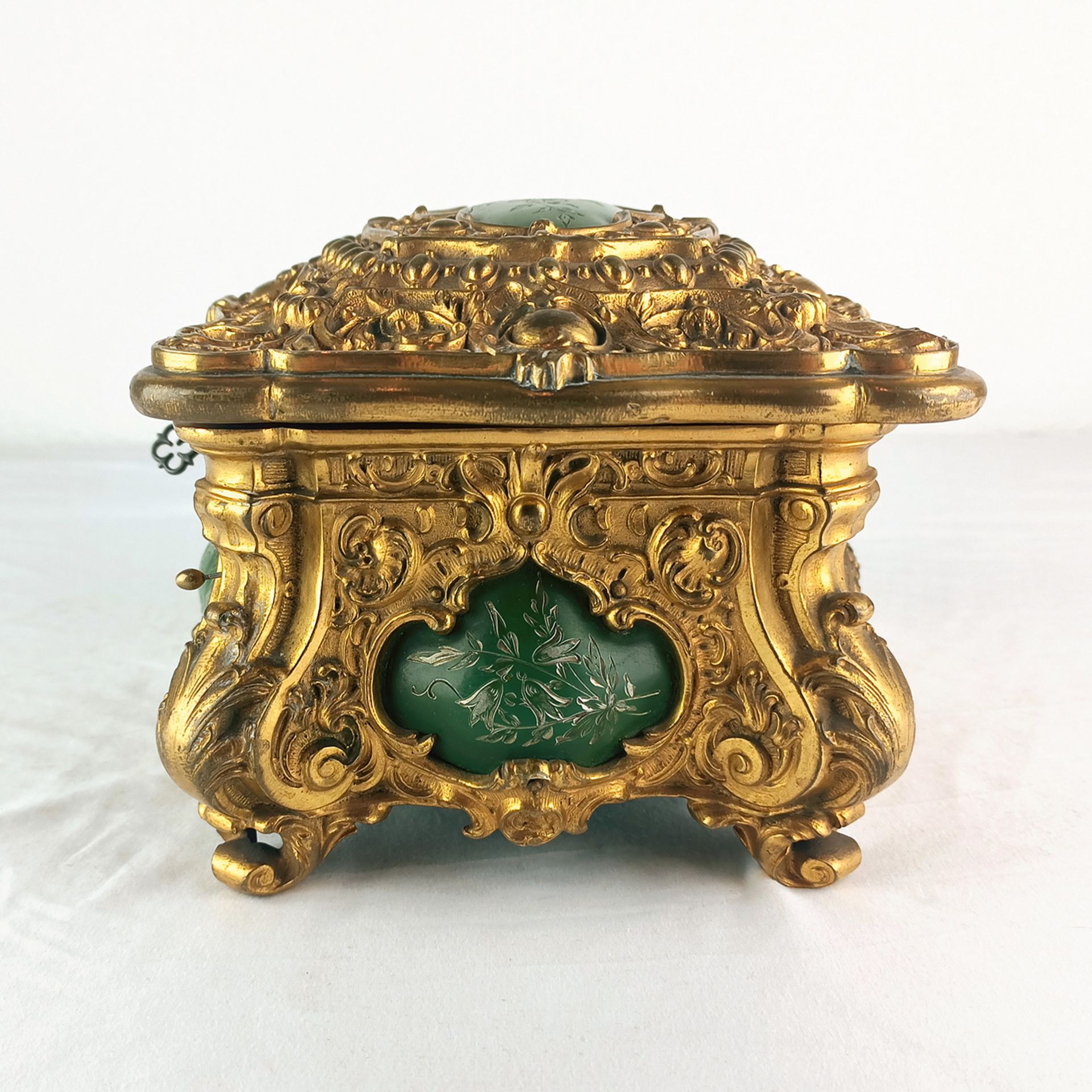 Unusual brass and horn jewellery box with music - Image 6 of 9