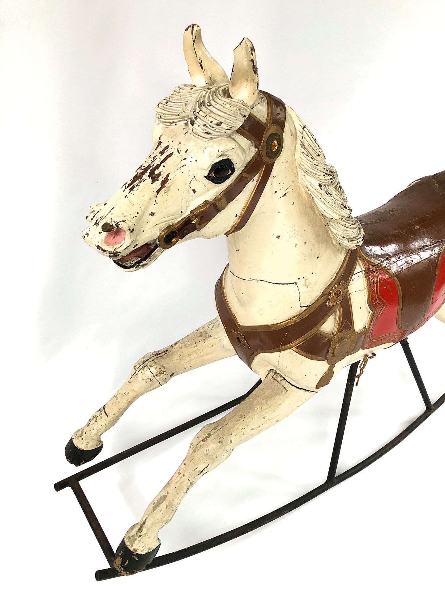 Hubner Carousel Rocking Horse ca. 1910 - Image 4 of 4