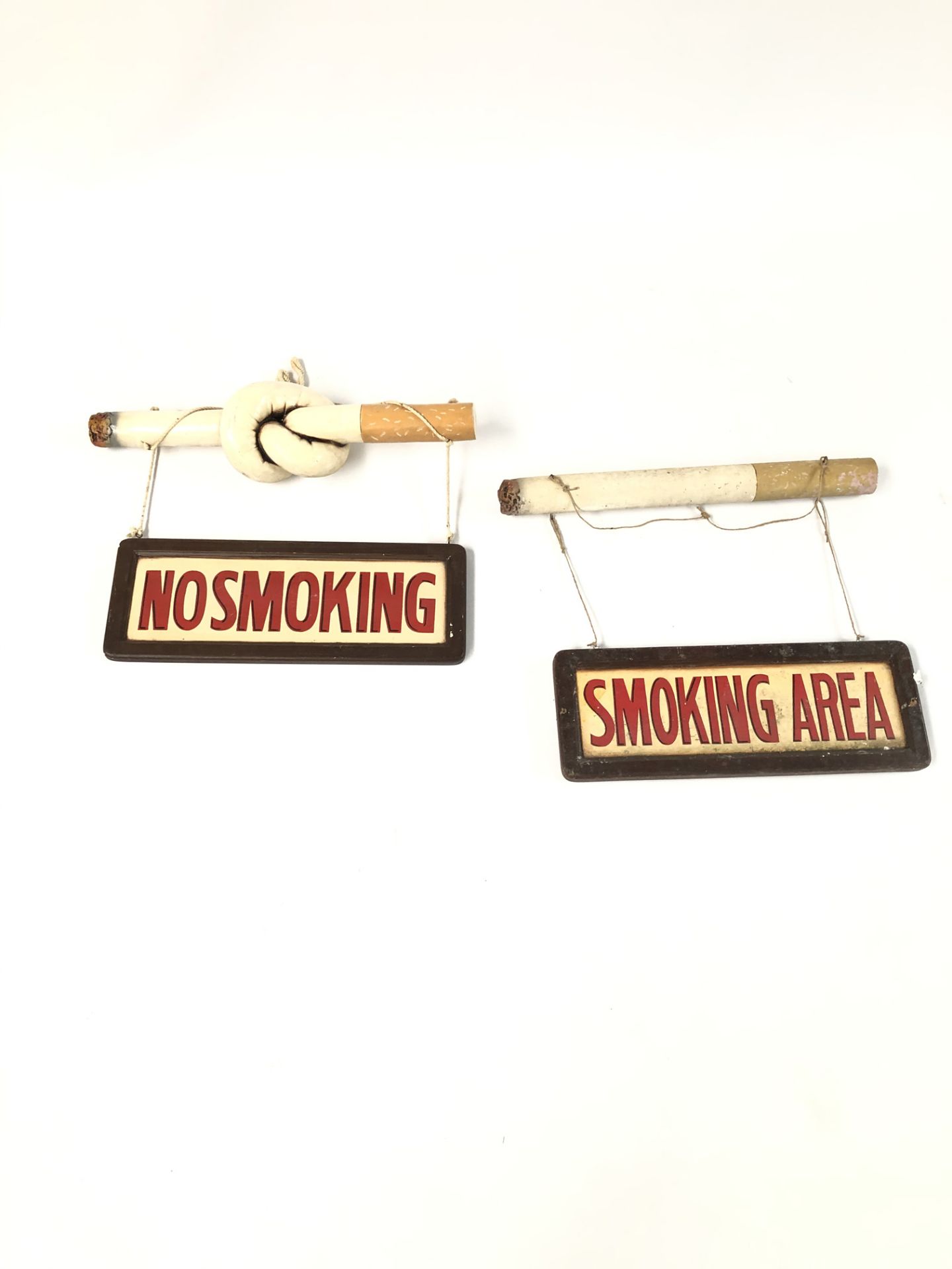 2 two-sided signboards - No Smoking, Smoking Area