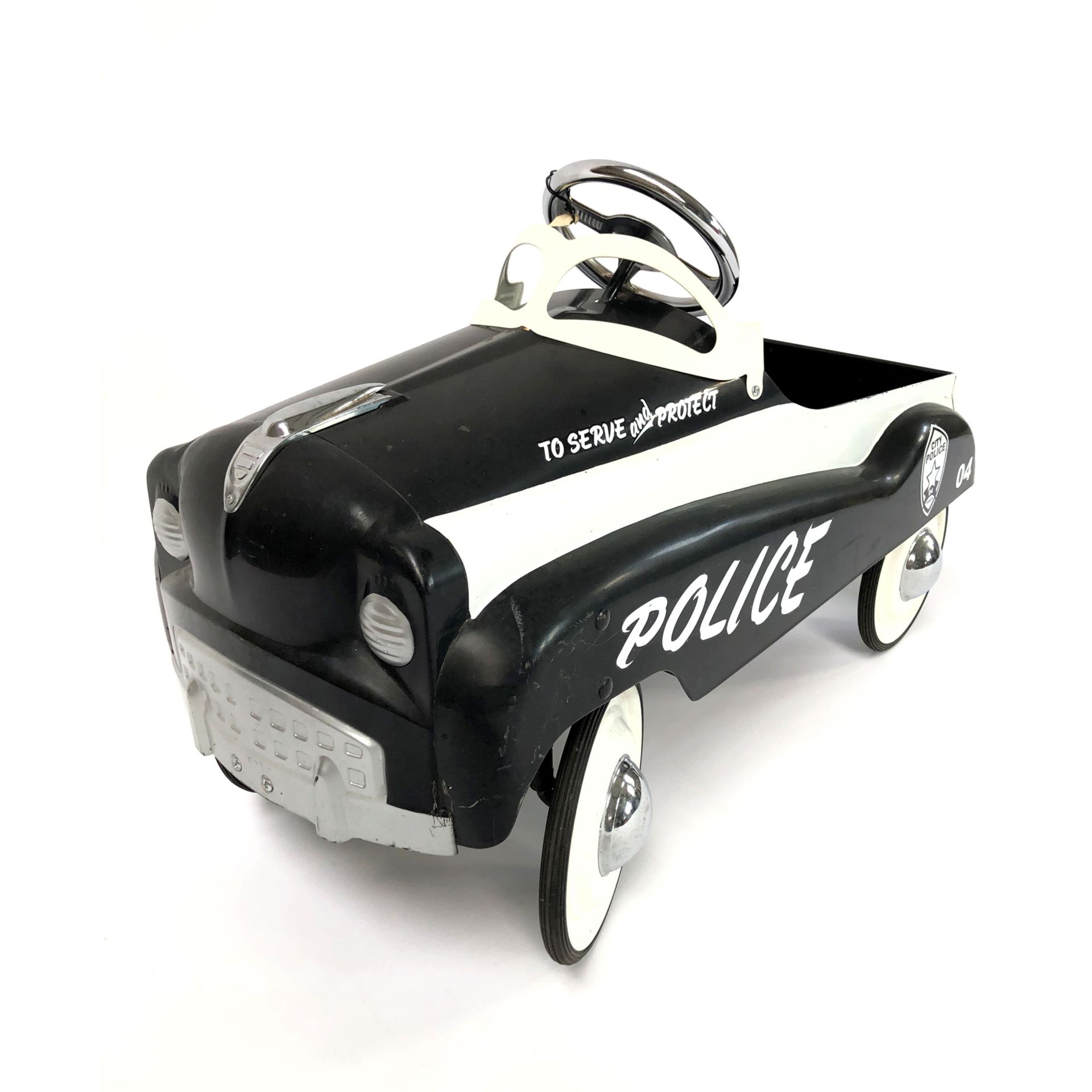 Reproduction Children's Metal Police Pedal Car