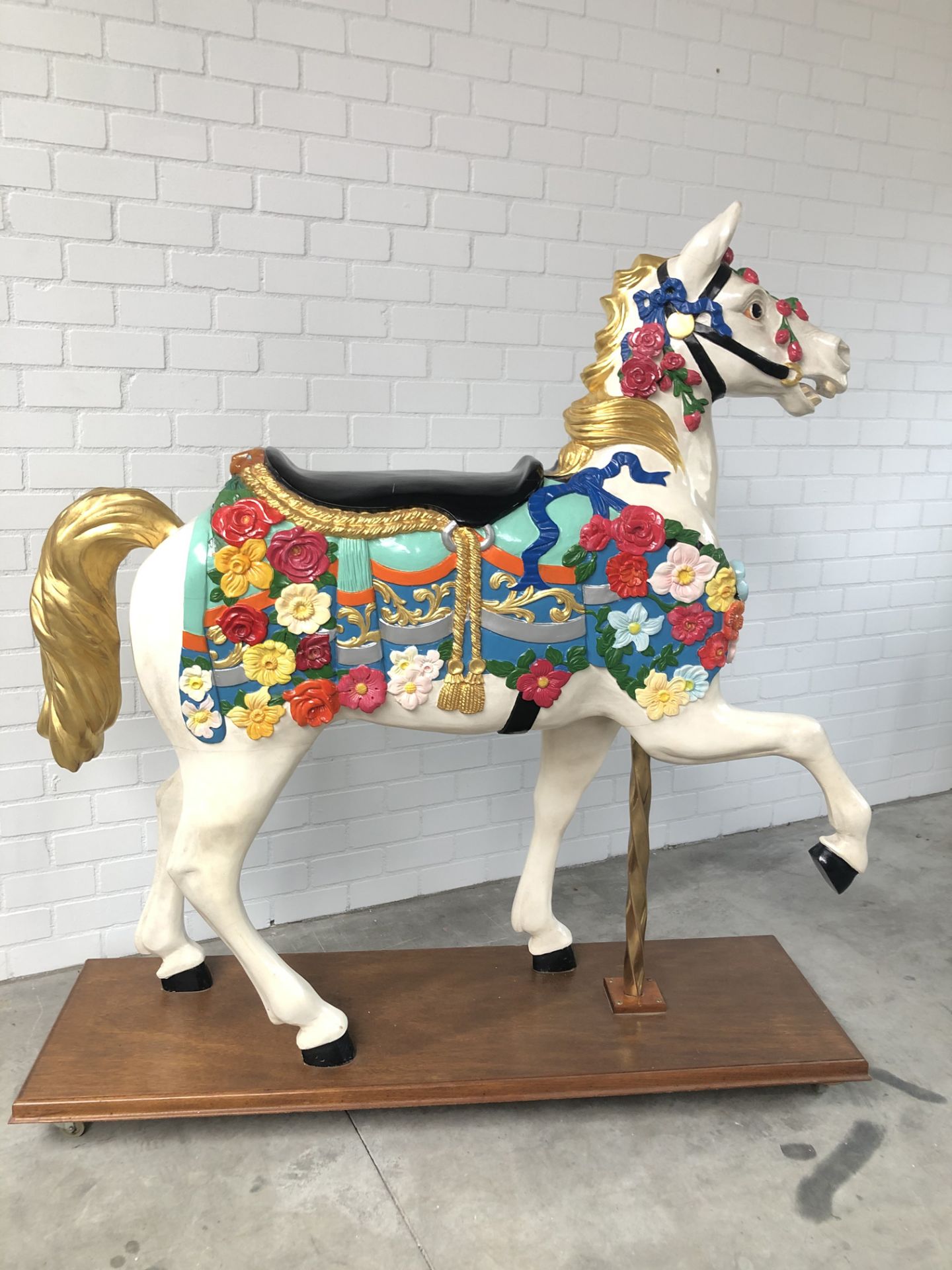 Large carousel horse with gold leaf finish ca. 1990