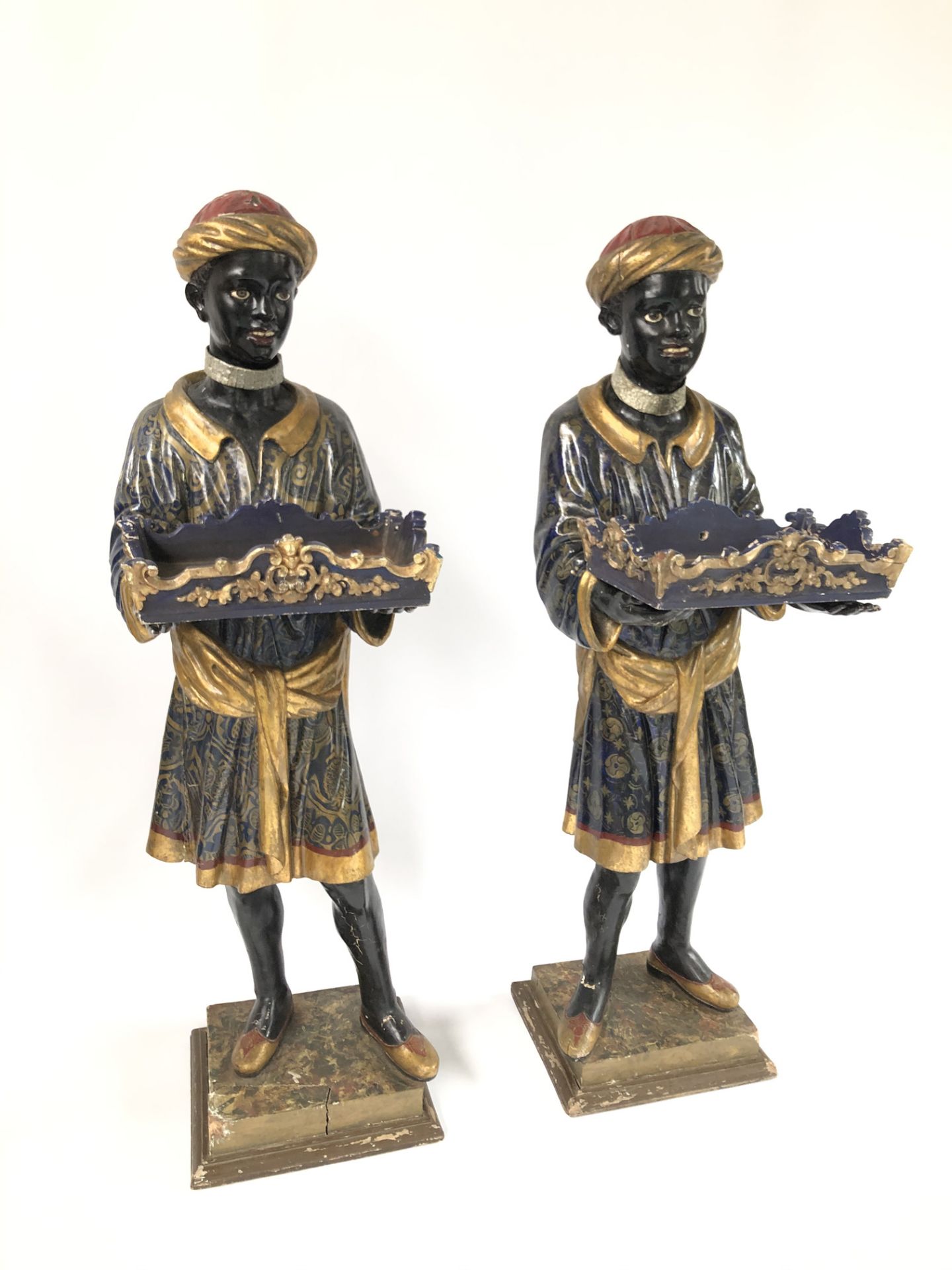 Set of 2 Antique Black Servant Statues ca. 1850 - Image 3 of 5
