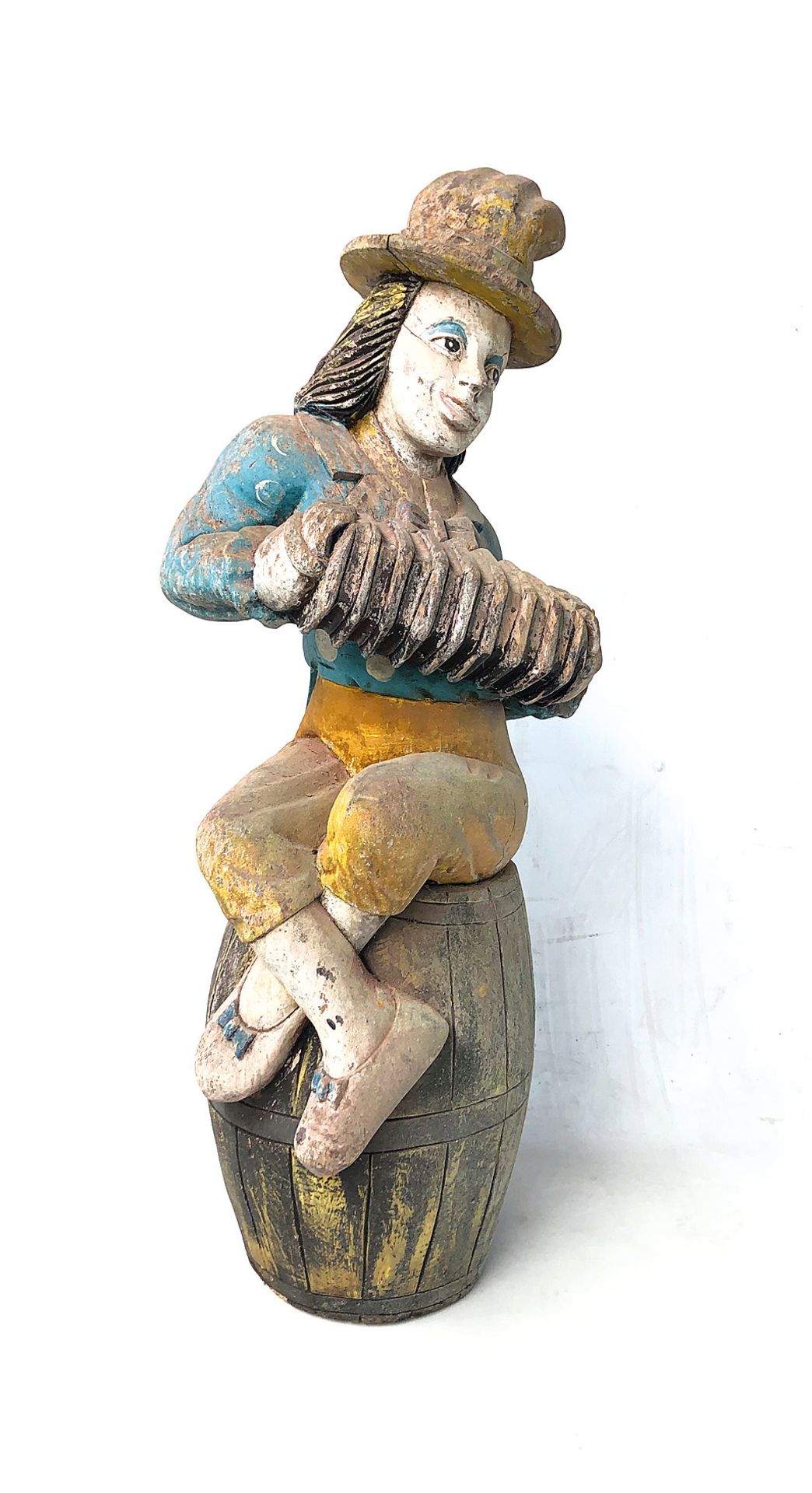 Original Vintage Wood Clown Statue