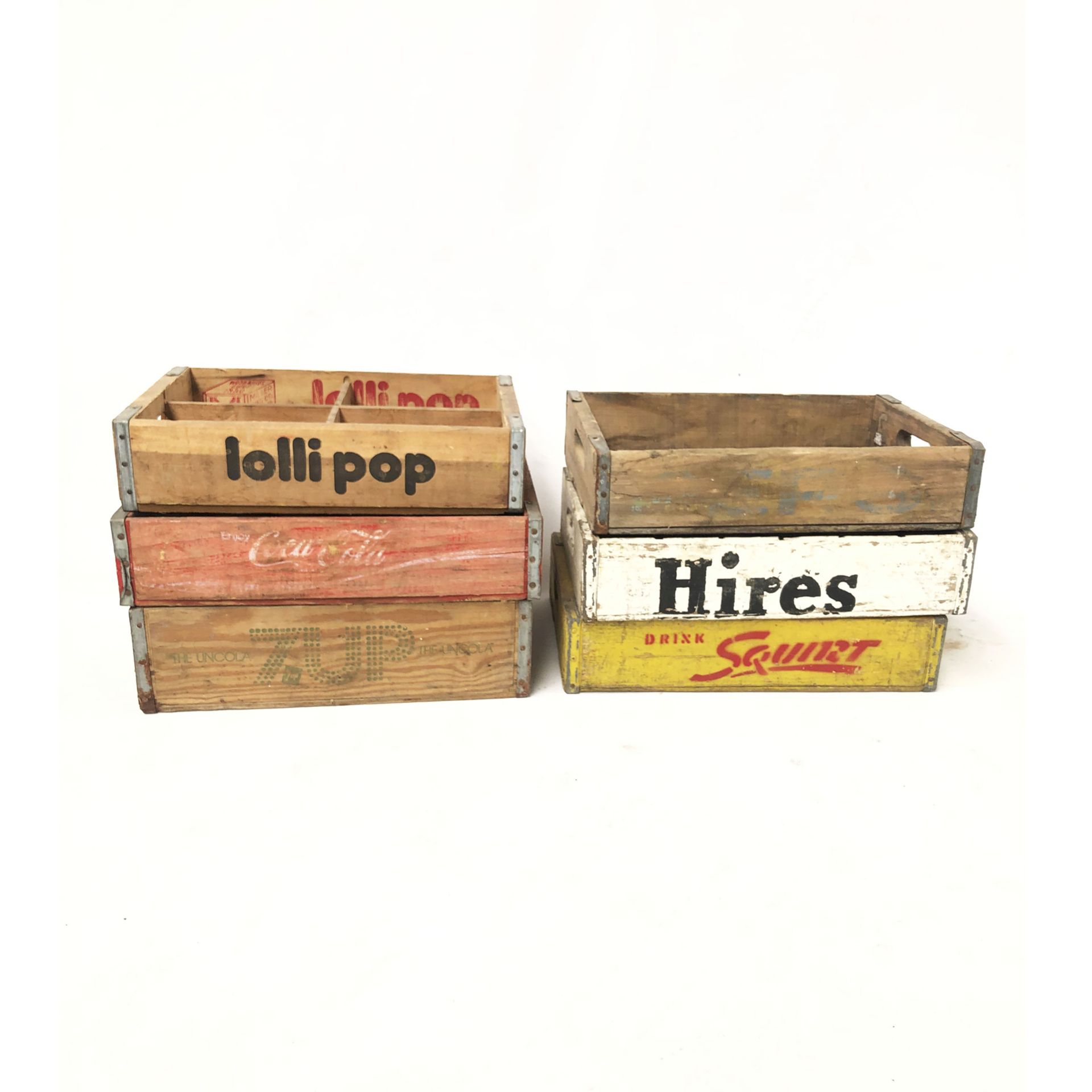 Lot of 6 Different Vintage Wooden Soda Crates - Bild 3 aus 4