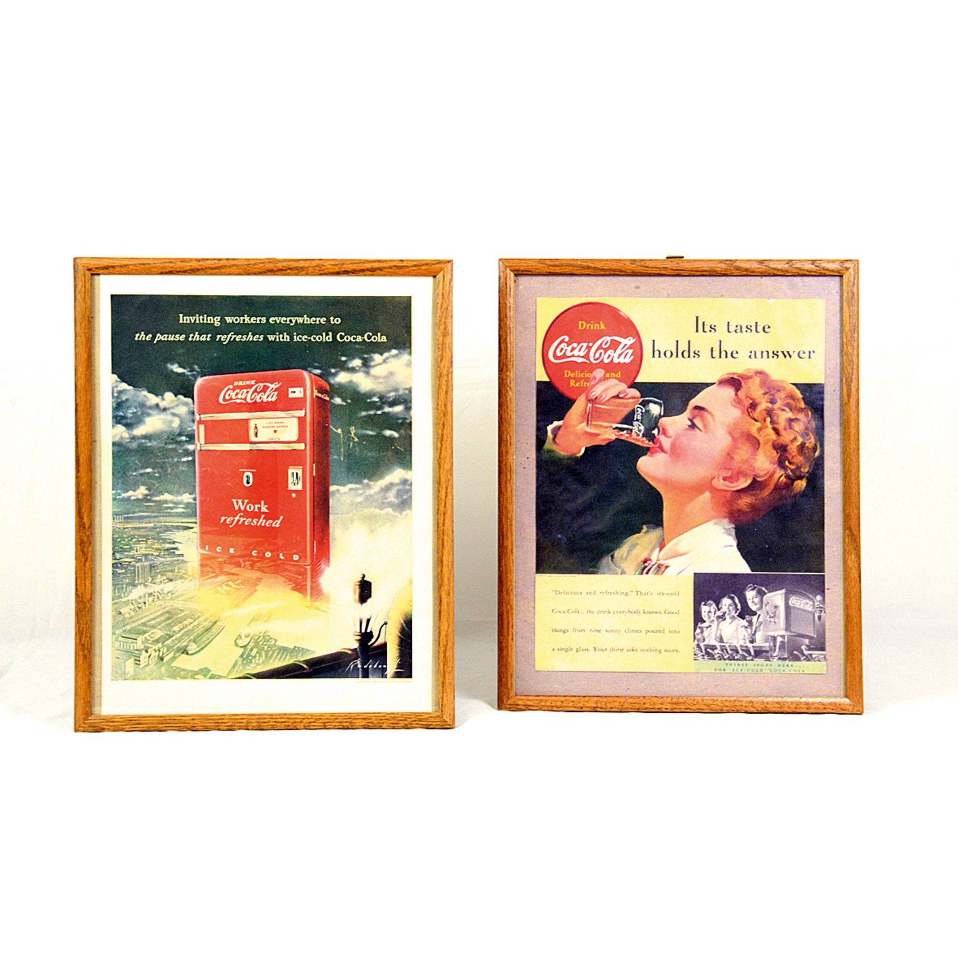 Set of 2 Coca-Cola framed advertisements