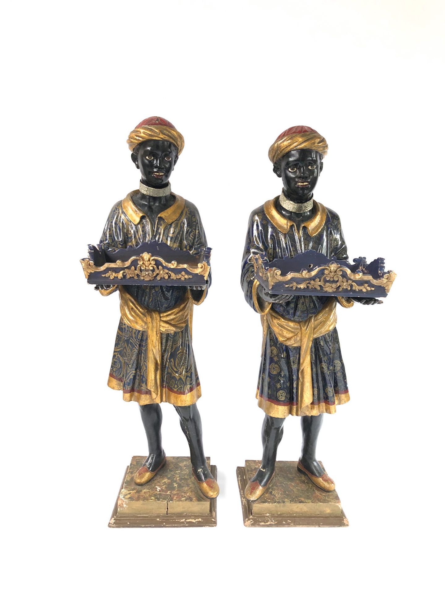 Set of 2 Antique Black Servant Statues ca. 1850