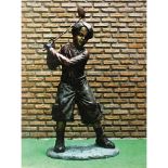 Large Bronze Statue of a Boy Playing Golf