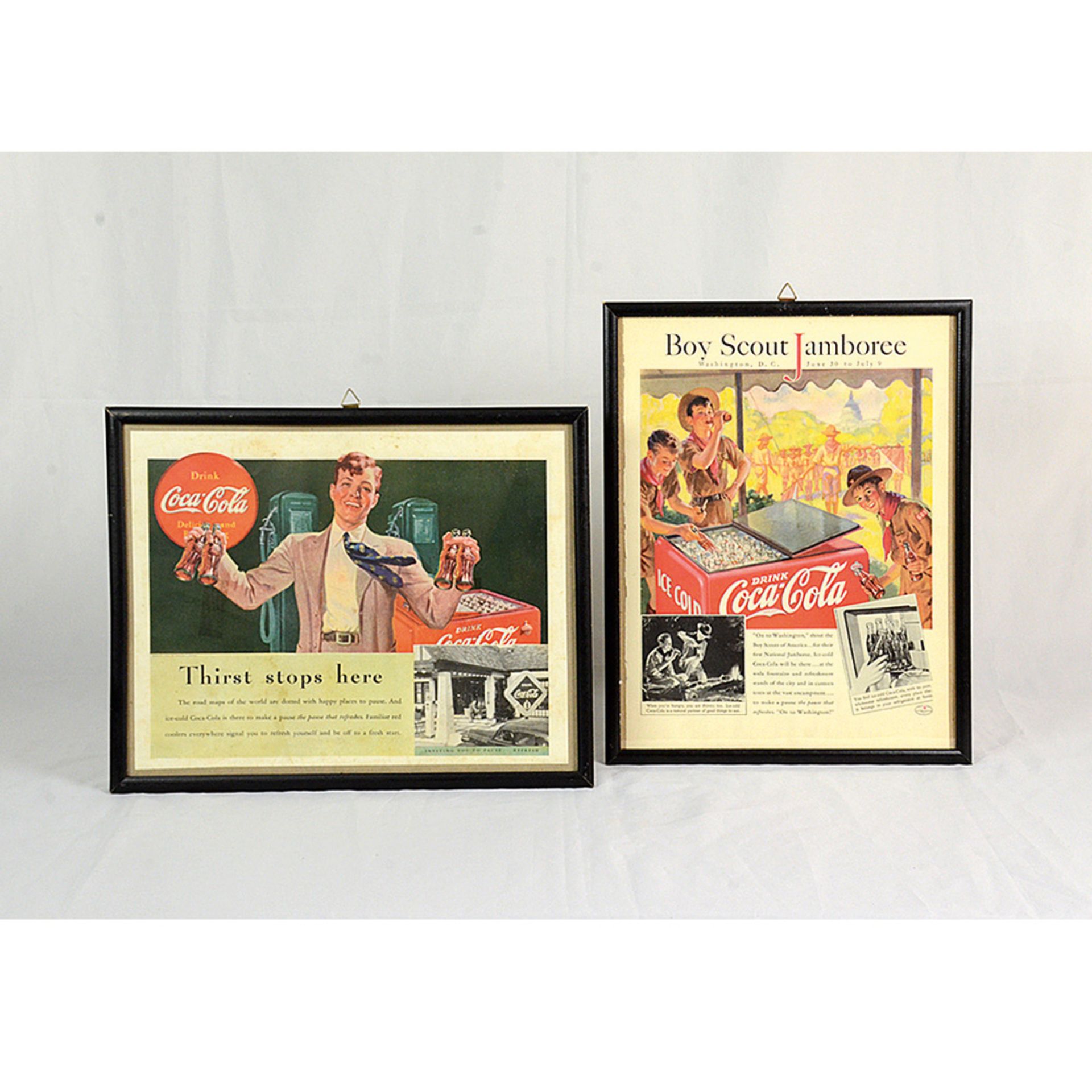 Set of 2 Coca-Cola framed advertisements