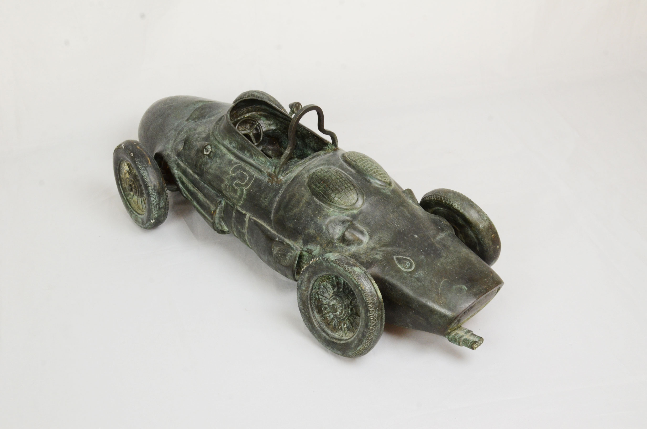Vintage all brass racing car statue