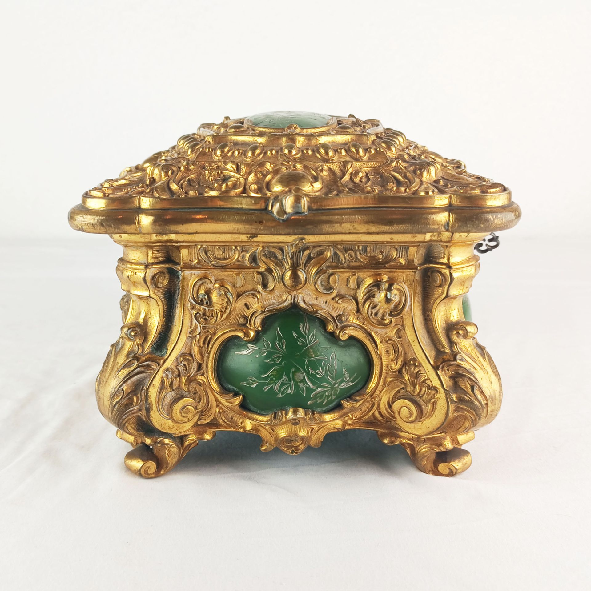 Unusual brass and horn jewellery box with music - Image 8 of 9